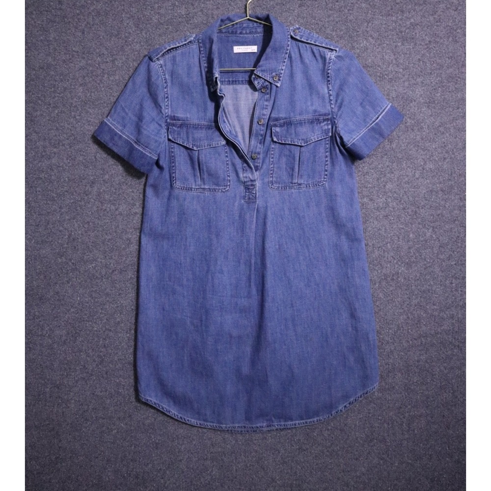 Equipment Femme Rory Dress Women XS Blue Chambray Denim Jean Shirt SS Mini EUC